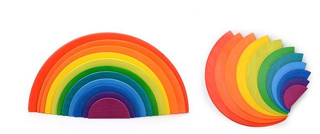 Baby Toys Large 12Pcs Rainbow Stacker Wooden Toys For Kids Rainbow Building Blocks Montessori Educational Toy Children: 11-Semi-circular