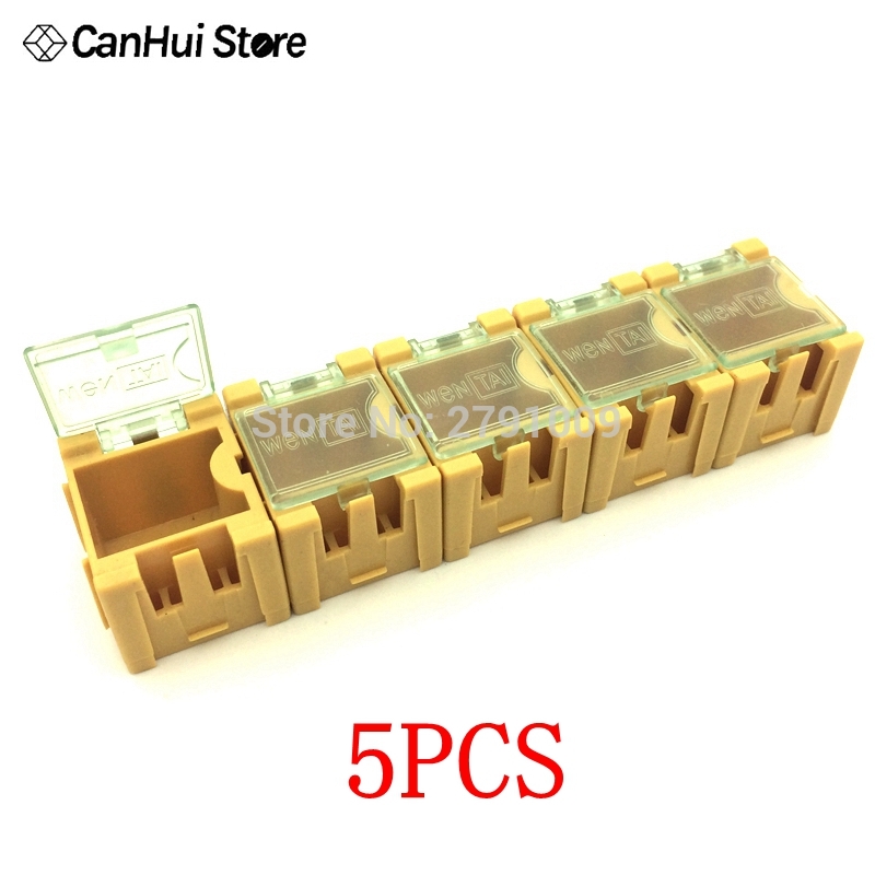 DIY Gereedschap Verpakking Elektronische Componenten Schroef Opbergdoos Verwijderbare Opslag SMD SMT Sieraden Werkzeug Fall: 1Number Yellow 5PCS