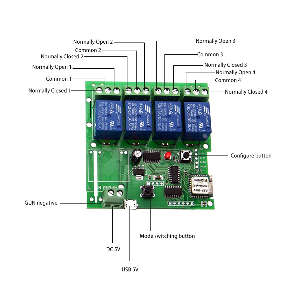 DC5V 12V 24V 32V Wifi Switch Wireless Relay Module Smart Home Automation for Access Control Systemr Inching/Self-Locking