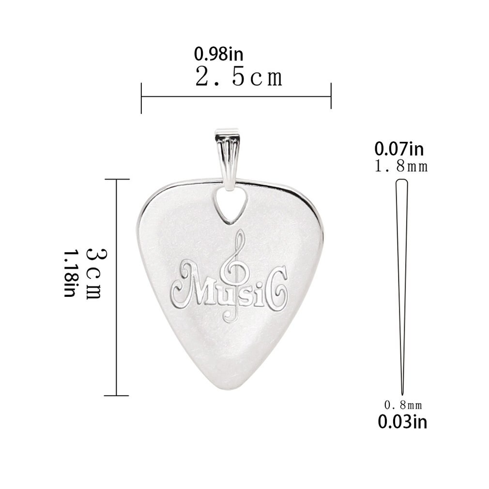 GT-26 Zilveren Gitaar Pick Ketting Gitaar Pick Ketting Gitaar Accessoires Pick Kleine Draagbare Accessoires