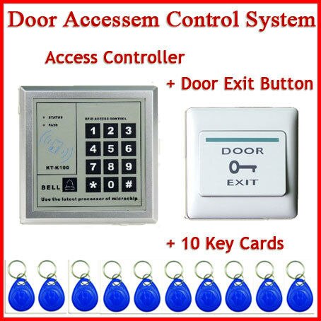 Access Control System with Door Exit Push Button Switch 10 key rfid id card