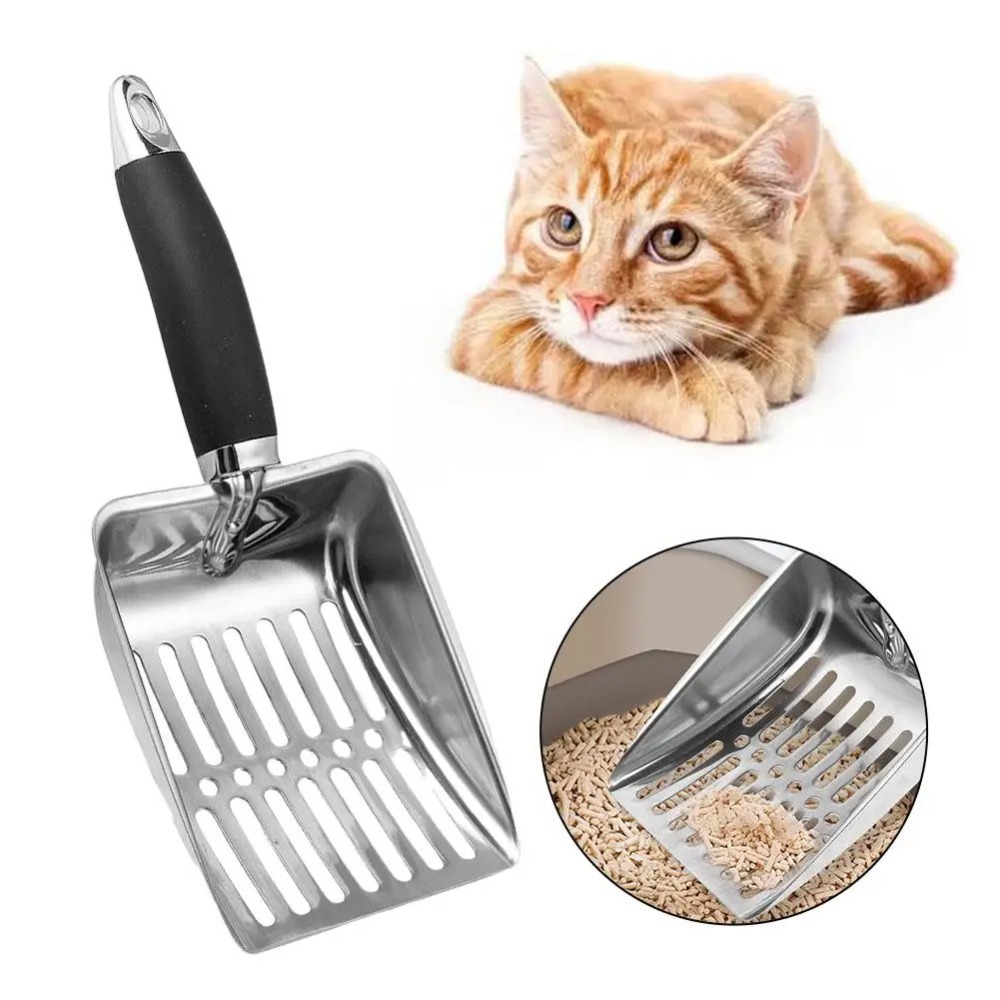 Limpieza de arena para gatos, suministros para limpiar hueces, pala para arena para gatos, herramienta de limpieza para mascotas, productos para mascotas, cuchara de mango largo de Metal