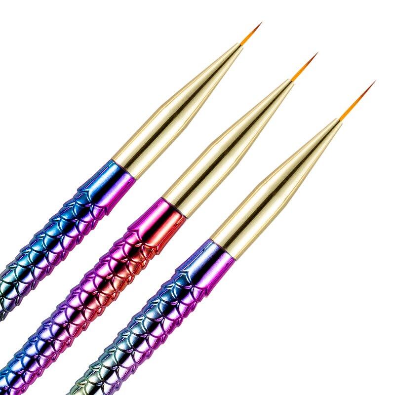 1/3 stk manicure nail art pensel pull-line pen tegning blomst havfrue hale stang maleri uv gel børster gradient holder negle værktøjer