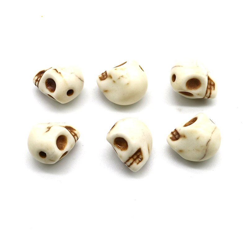 Cuentas de piedra Natural a la de 10MM, cuentas de calavera de howlita, amuleto de cuentas sueltas al por mayor para hacer joyería DIY: White  25pcs