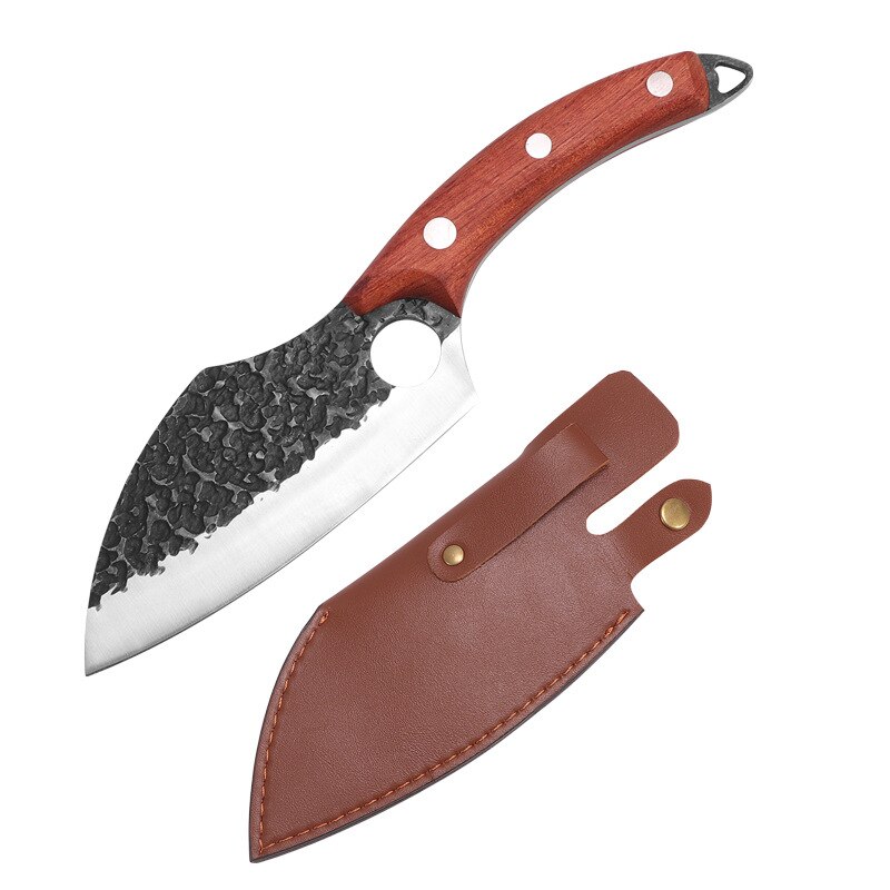 Sharp Blade Steel Kitchen Boning Knifes Fish Filleting Knife Meat Cleaver Butcher Knife Cooking Tools: Brown Knife E cover