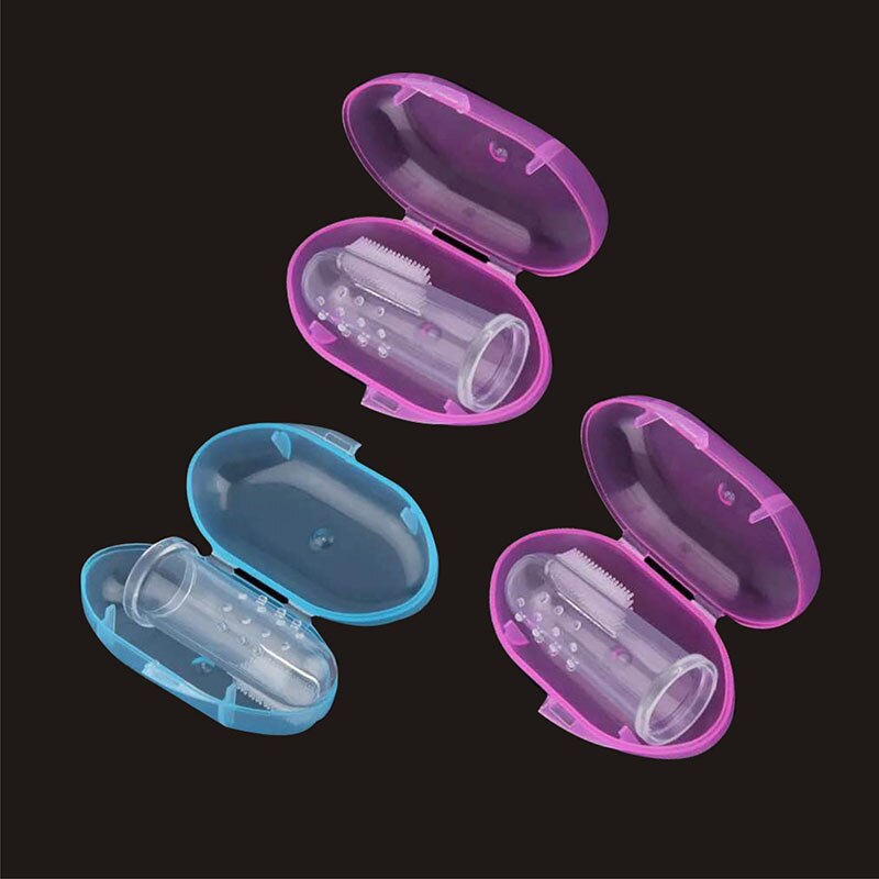 10pcs/ Soft Baby Finger Toothbrush and Box Silicone Baby Brush Teeth Cleaning Care Hygiene Brush Infant Tooth Brush for Newborn