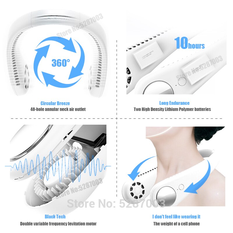 Klimaanlage Nacken Fan Blattlosen Kühler Tragbare Clever Dual Wirkung Kühlung Halsband Fan Wiederaufladbare USB Hängen Hals Kühler