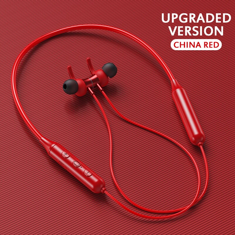 Wireless Bluetooth Earphone Magnetic Wireless Sports Headphone Stereo Hanging Neck Metal Magnet Bluetooth Headset: 2 Upgraded version