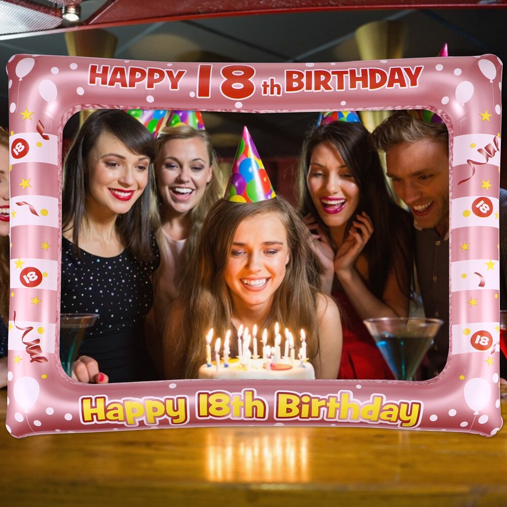 1 Pc Birthday Inflatable Photo Frame PVC Party Photo Props Supply for Age 18