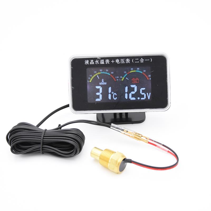 Lcd 12/24V Water Temperatuur Meter Water Temp Gauge Voltmeter Temp Meters Auto Elektronische Universele Manometro Olie Sensor