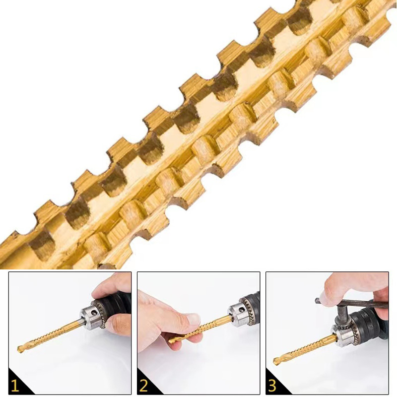 Brocas helicoidales de vástago hexagonal HSS, grifo de corte ranurado dentado, sierra en espiral, sierra perforadora de madera, Metal y plástico, taladro de titanio, 3/6 Uds.