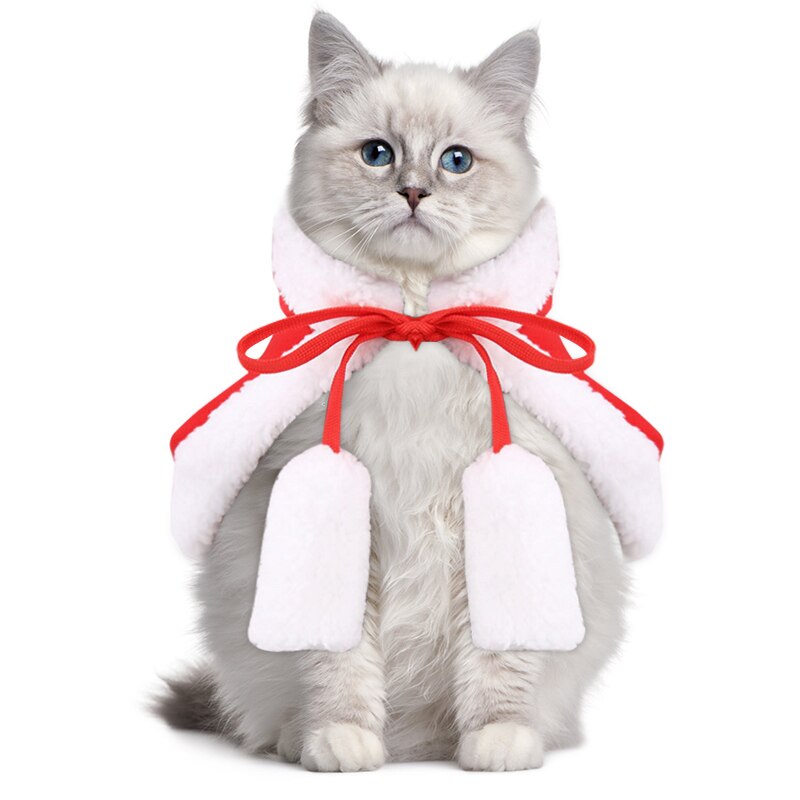 Husdjur katt julkappa cape lamm sammet för hundkläder klä upp huva kappa vinter varmt år husdjur sjal katttillbehör 35