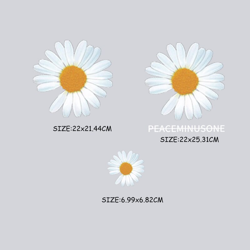 Parches de margaritas pequeñas para ropa, conjunto de transferencia de calor para camisetas, adhesivo decorativo de flores