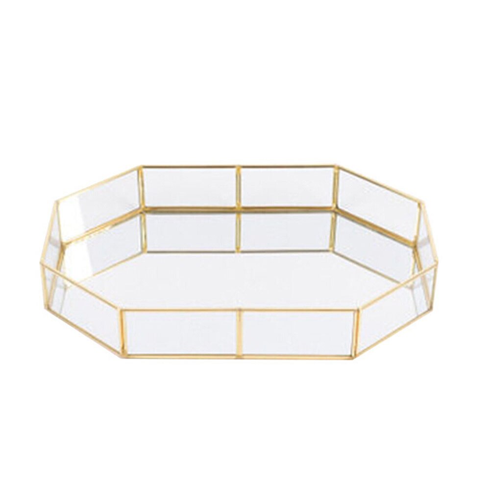 Verre cuivre géométrie boîte de rangement Style nordique panier de rangement boîte simplicité Style maison organisateur bijoux collier Dessert assiette: large one