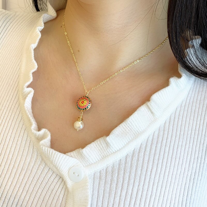 DAIMI collana di perle collana di perle barocche naturali stile nazionale 7-8mm per donna