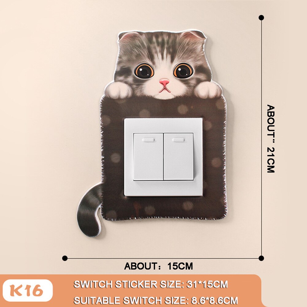 3D cartoon style switch sticker Home Decor Kids Room Decoration Stickers With Fairy Tale Animal Style Luminous Wall Sticker: K16