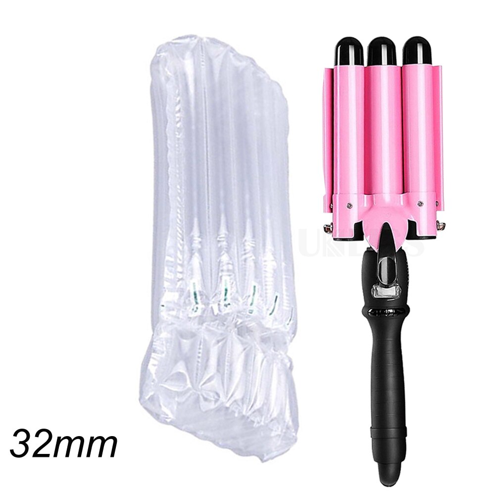 Hair Curling Iron Triple Barrel Hair Curler Flat Iron Curling Waver Wand Crimper Perm Splint Curly Tong Hair Styler: 32mm pink no box / AU