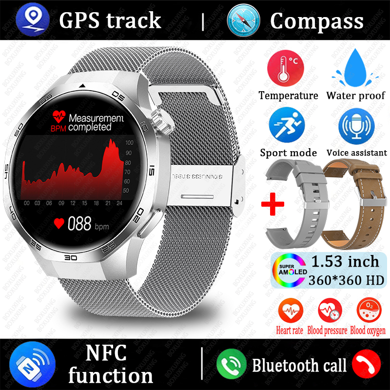 2025 Nuovo Orologio 5 MAX Astuto Della Vigilanza HD AMOLED Schermo NFC GPS inseguitore Chiamata Bluetooth Impermeabile sport saluto Smartwatch Uomo Donna: Argento
