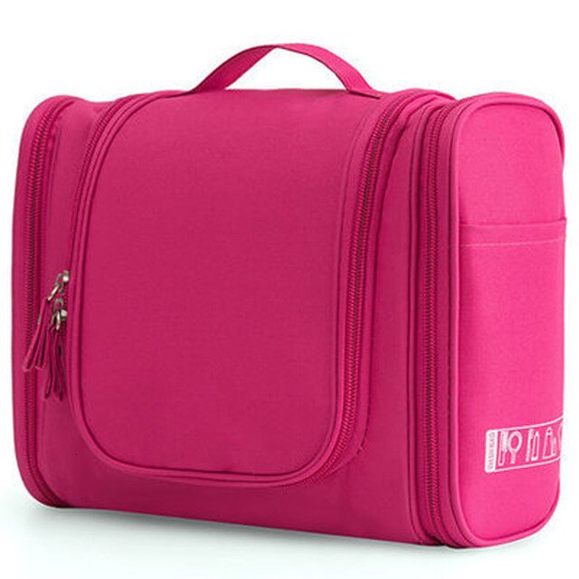 Cosyde novo saco de maquiagem de viagem organizador à prova dwaterproof água mulher saco de armazenamento de cosméticos pendurado saco de toalete: B style Rose red