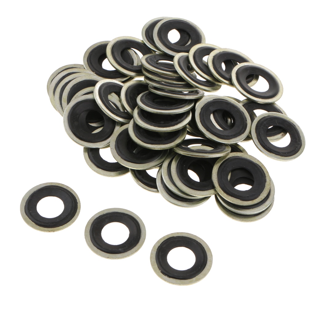 50 stück 14mm Metall Öl Ablauf Stecker Zerquetschen Waschmaschine Dichtungen Für GM Chevrolet Dorman M14 (Schwarz & Gelb)
