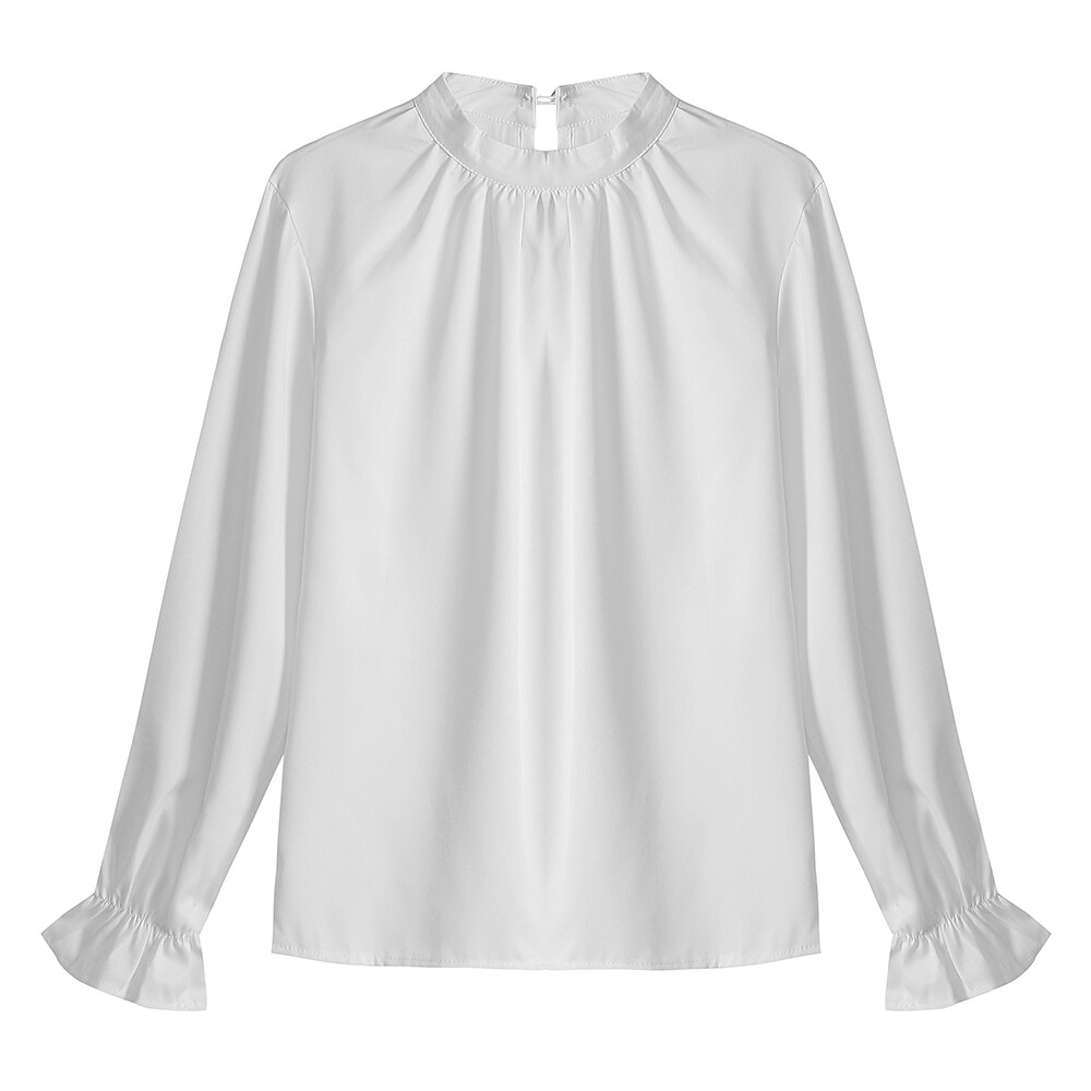 Siskakia-Camisa blanca de cuello alto para mujer, camisa de manga larga acampanada, suelta e independiente, Tops turcos árabes,: XXL
