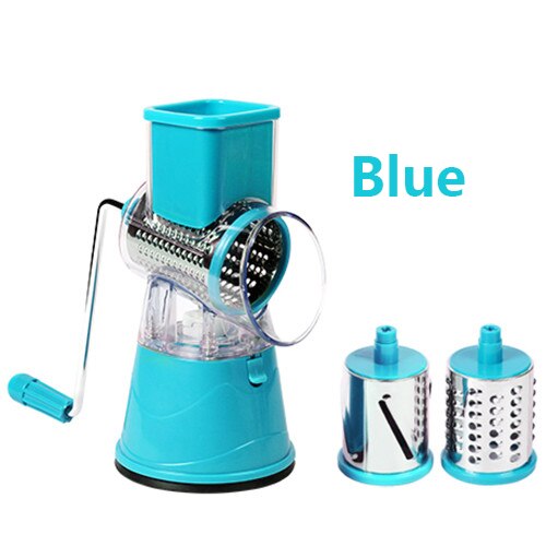 Manual Vegetable Cutter Slicer Round Mandoline Slicer Kitchen Tool Multi-functional Potato Cheese: Blue Roller Slicer