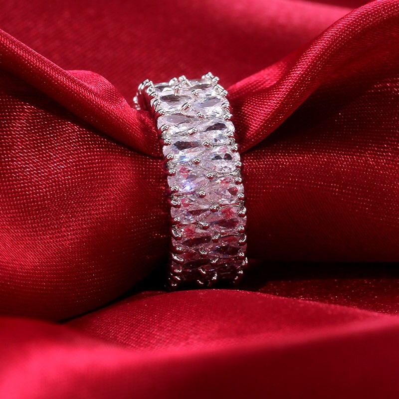 Huitan aaa anel de promessa para o casamento feminino anéis de noivado luxo duplo gota de água zircônia cúbica nobre moda jóias quente novo