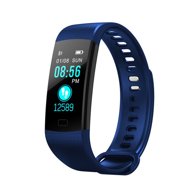Y5 Smart Bracelet Bluetooth Watch Color Screen Heart Rate Blood Pressure Monitor Wristband Sport Fitness Pedometer Bracelet: Deep blue