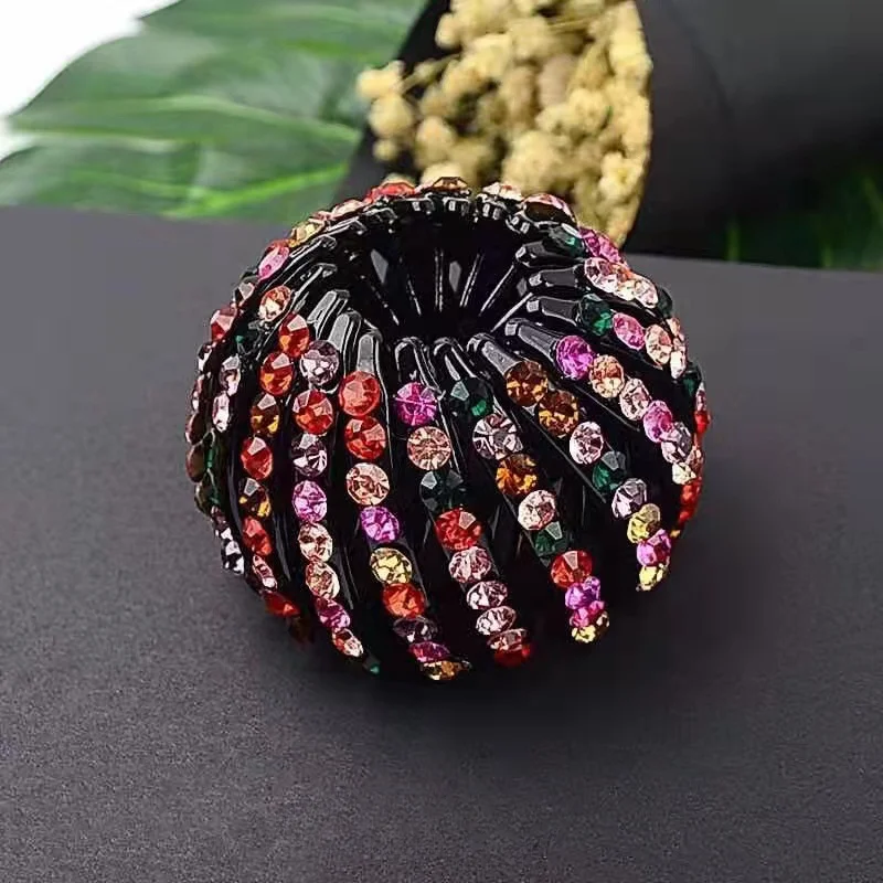 Épingle à cheveux en cristal strass pour chignon, pinces à cheveux, boucle en queue de cheval, nid d'oiseau, accessoires pour cheveux extensibles pour femmes