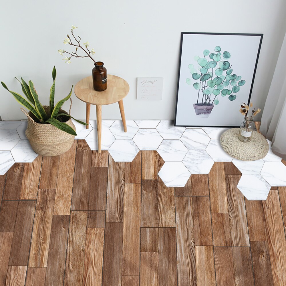 7Sheets/Set Houten Vloer Sticker Waterdichte Zelfklevende Floor Decoratieve Tegel Sticker Woonkamer Slaapkamer Huis Decoratie