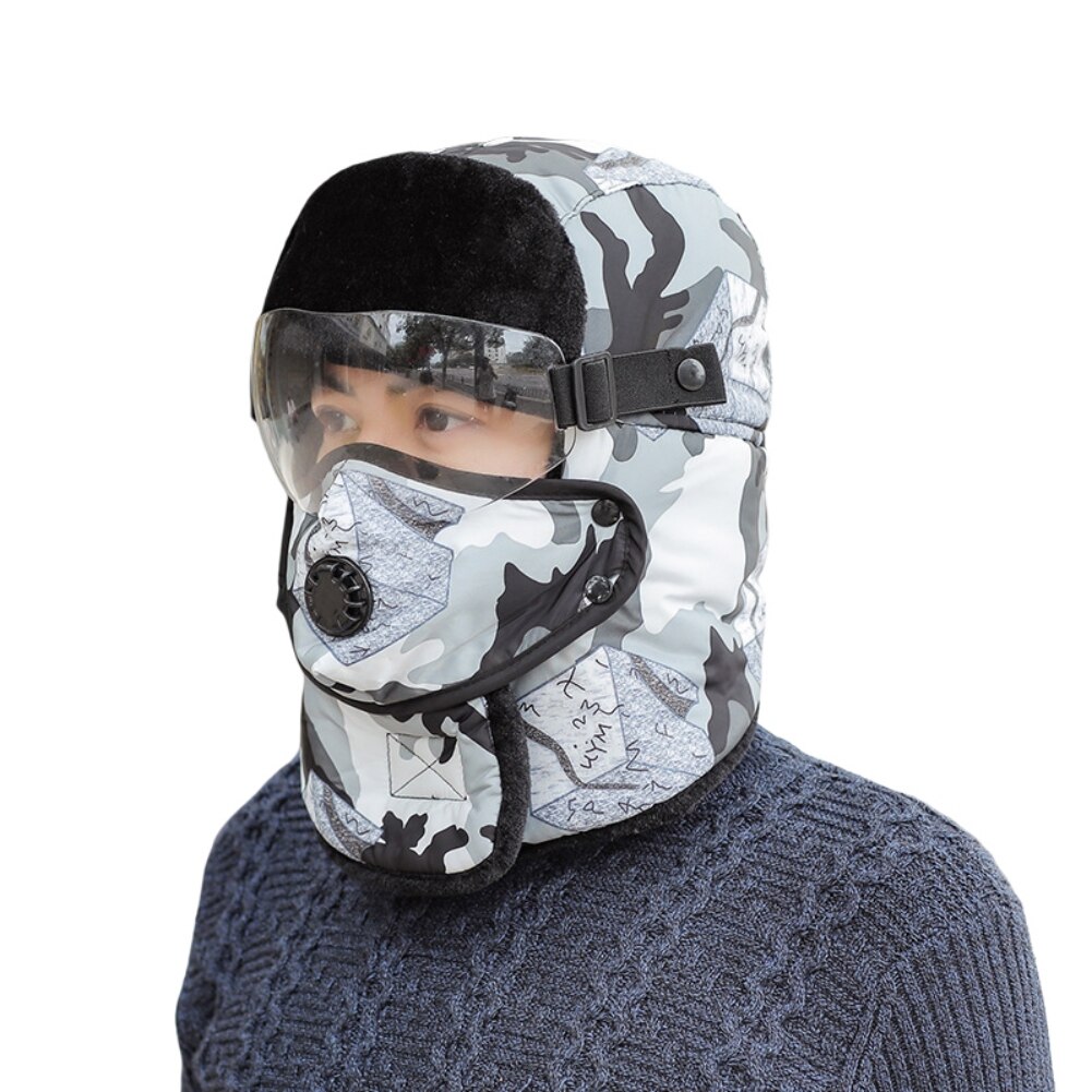 Winter Skiing Warm Hat Outdoor Winter Hiking Cycling Ski Hats Men Women Skiing Waterproof Hood Hat With Glasses Cap Balaclava