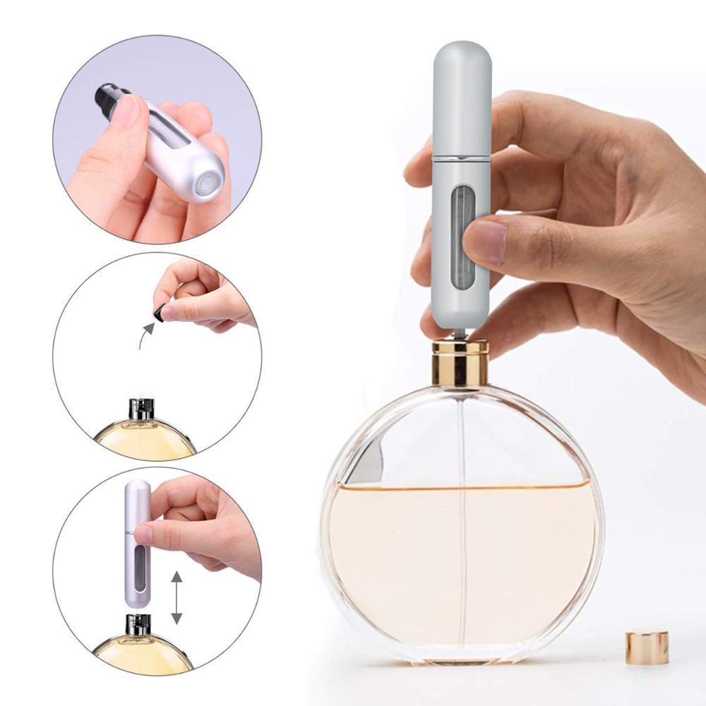 8/5 ml Parfümzerstäuber, tragbarer Flüssigkeitsbehälter für Kosmetika, Reisen, Mini-Aluminium-Spray, Alkohol, leere nachfüllbare Flasche