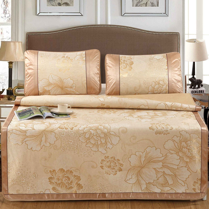 3 st/set sommaris siden liggunderlag cool bekvämt lakan örngott kit hemtextil madrass jacquard vikbar dyna