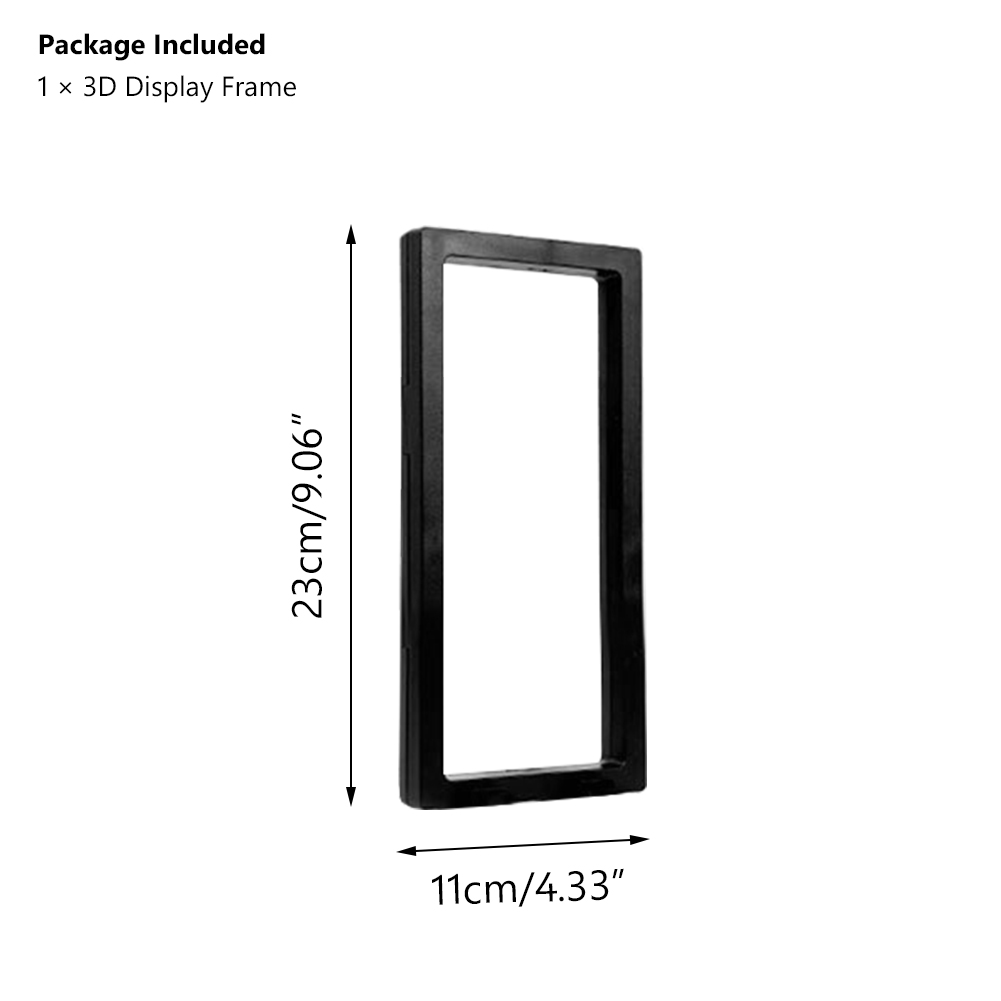 1PC 3D Albums Floating Frame Holder Gemstone Coin Jewelry Clear Display Case Stand ABS Box Suspension Frames Presentation Case: 23x11x2cm black