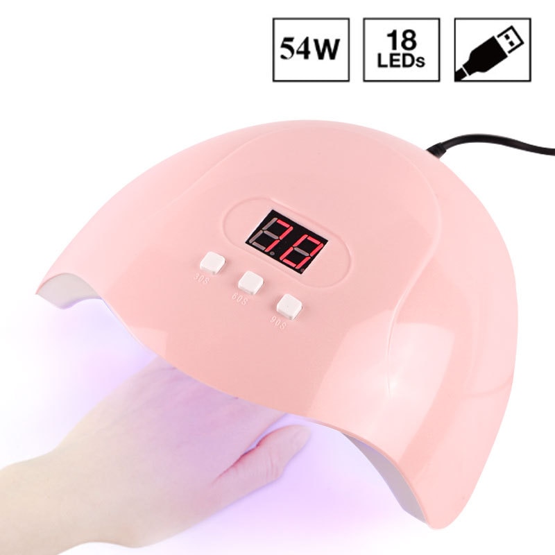 Negletørrer led lys 54w 3w uv lampe gel neglelak tørrer timer negle uv gel lak tørrer hærdende negle kunst værktøjer: 54w