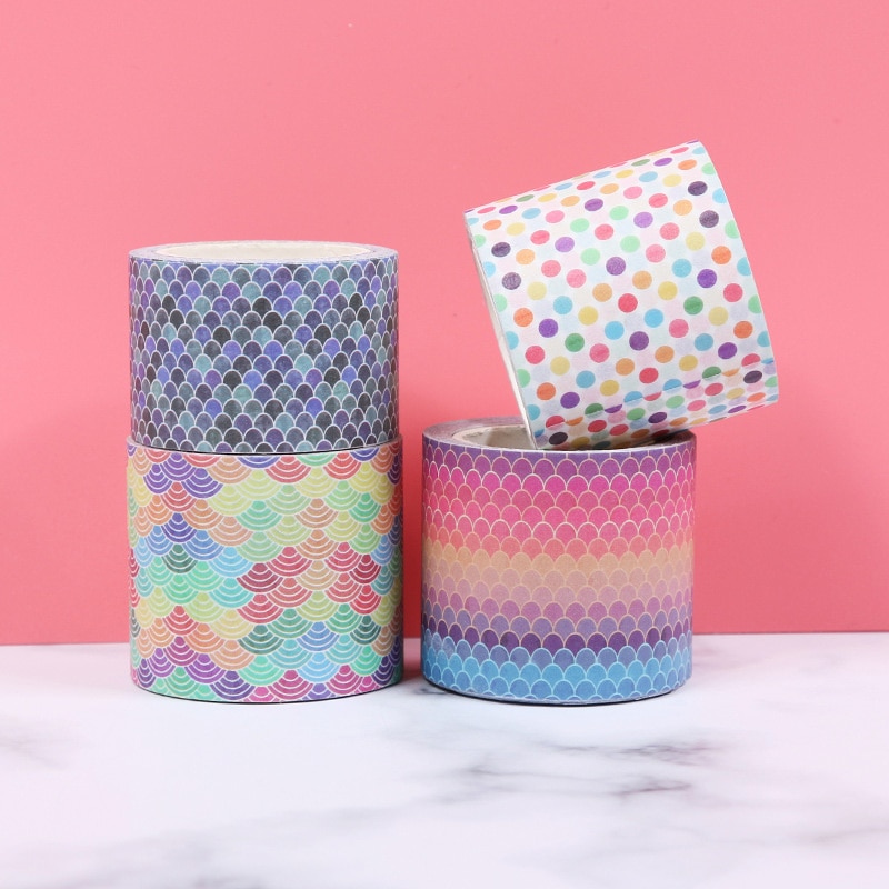 4cm * 5m lindo lunares de colores Washi Tape Kawaii gradiente sirena cinta adhesiva decorativa cinta adhesiva Scrapbooking papelería