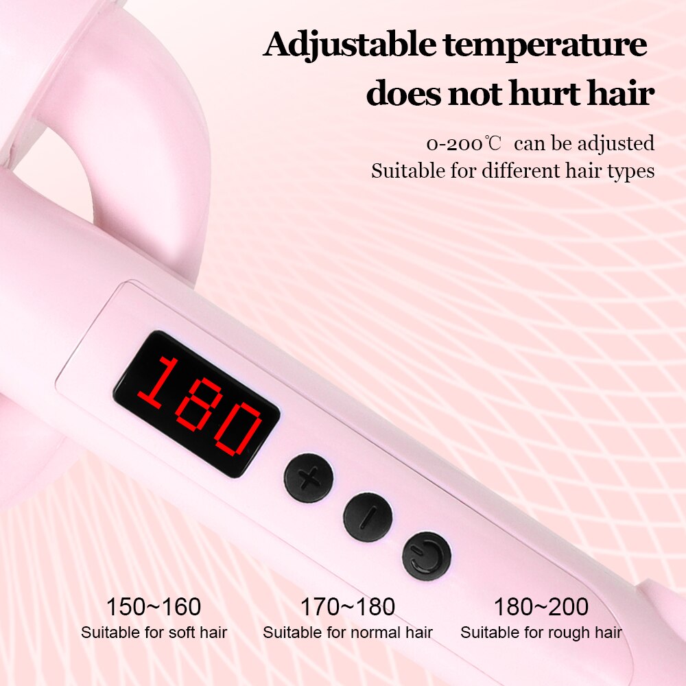 Rizador de pelo de cerámica de onda grande, rodillo de huevo ondulado profundo, pantalla LED, Triple barril automático, herramientas de peinado del cabello
