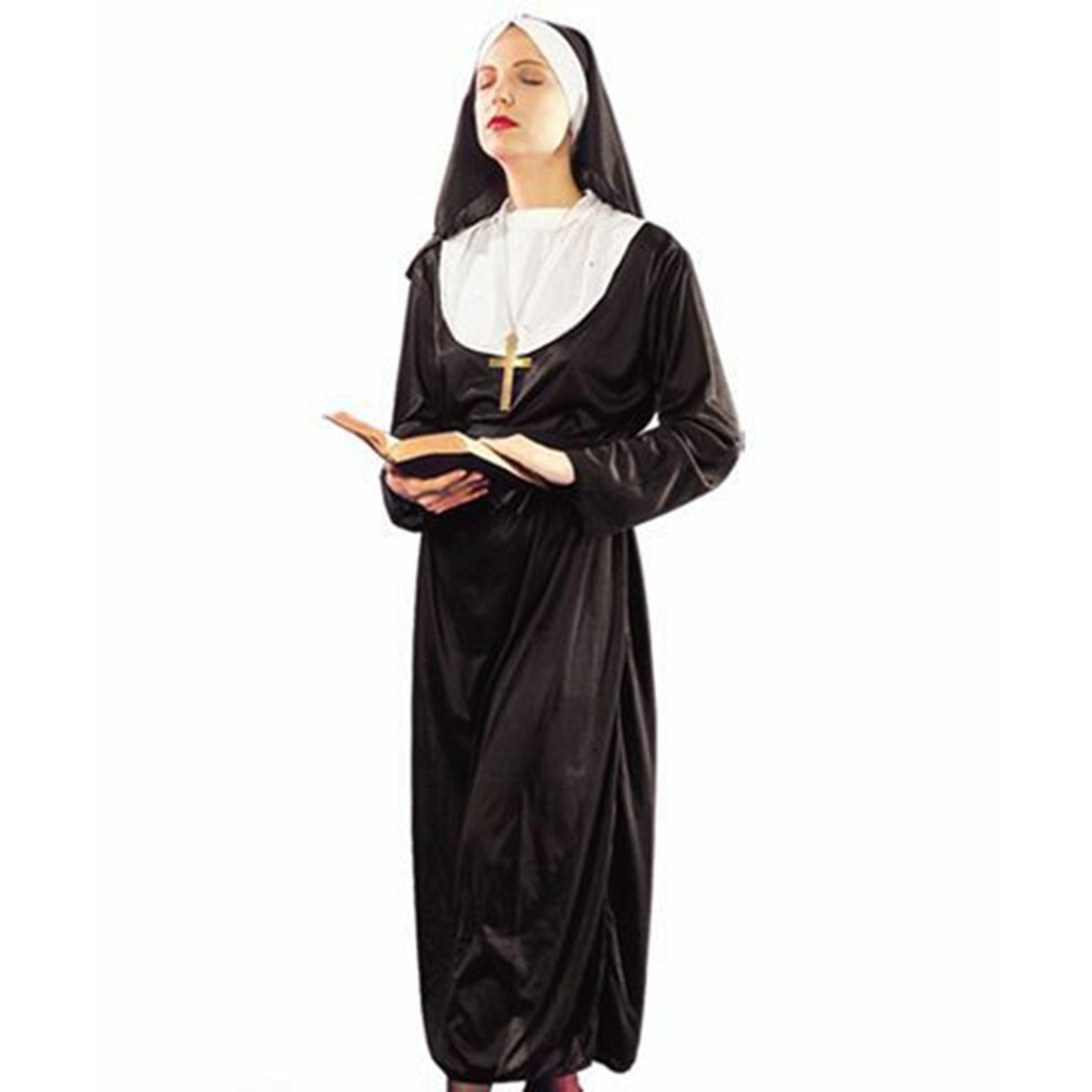 Halloween Nun Costume One Size Costume Ball Cosplay Female Priest Dress Nun Skirt Polyester And Chemical Fiber