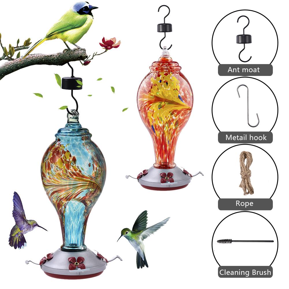 Bird Feeder Hummingbird Feeder Hummingbird Painted Hanging Garden Wild Bird Drinking Fountain Hummingbirds Water Feeding Device