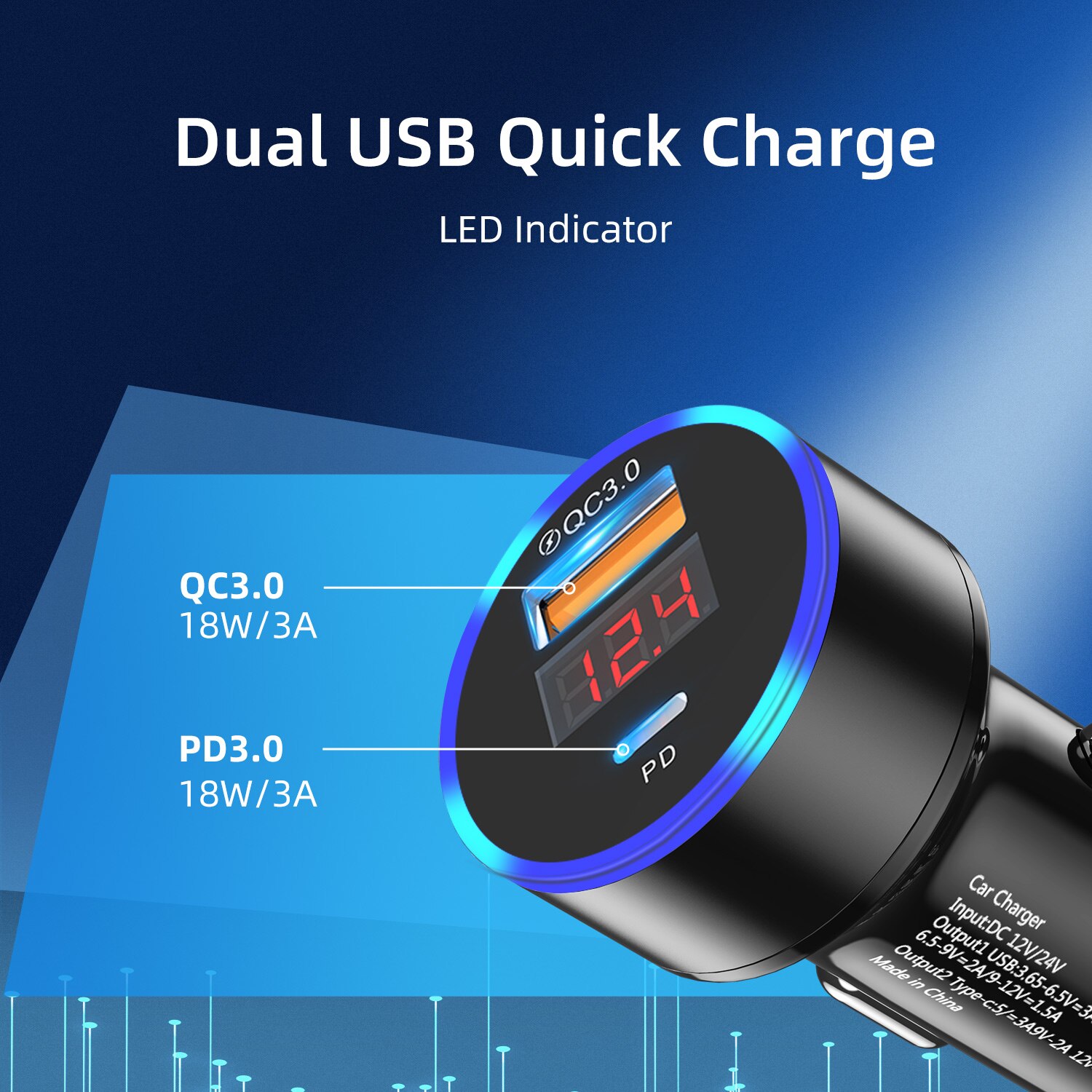 Gtwin 36w metal duplo usb carregador de carro display digital usb c pd carregador de carro para samsung nota 20 ultra s20 telefone auto carregador rápido