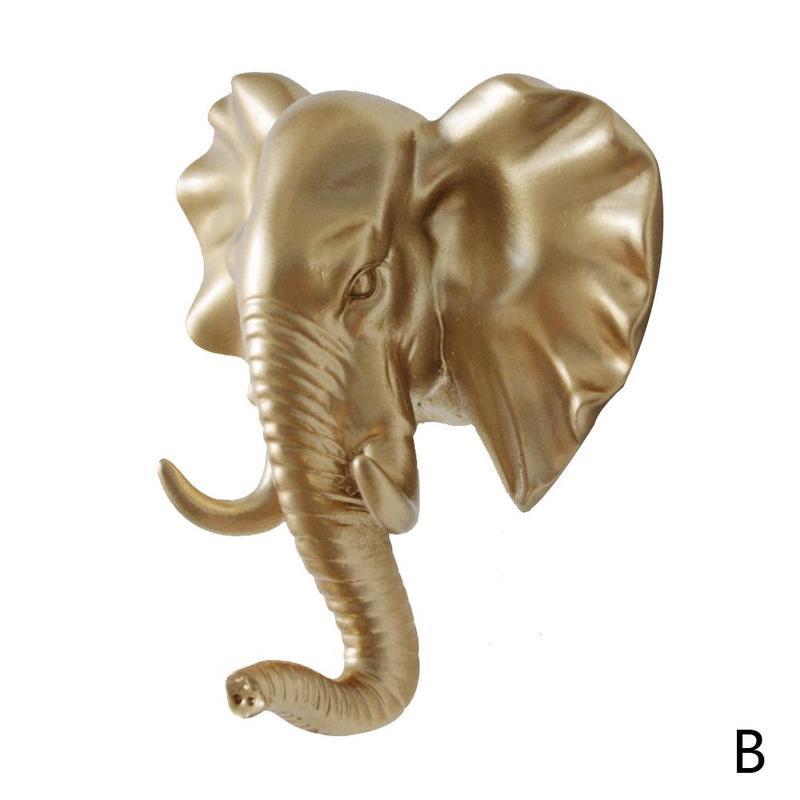 Creativity Animal Shaped Hooks Deer Stags Rhino Horse Rack Holder Elephant Giraffe Hook Hanger Head Coat Wall Hat Home Deco J6W3: B