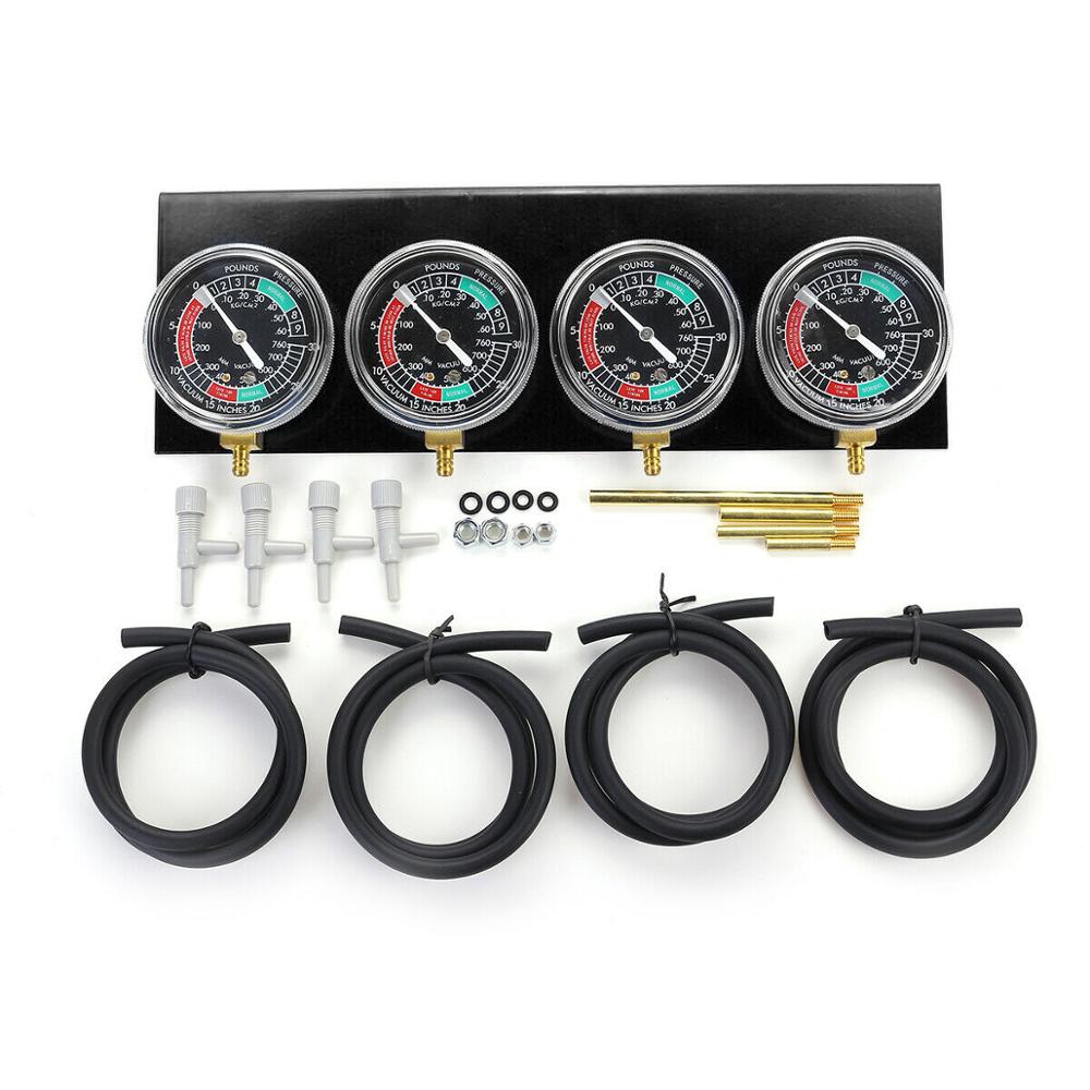 Universal Motorcycle Carb Carburetor Fuel Vacuum Balancer Gauge With Hose Kit 2 Cylinder Carb Fuel Supply System: 4 Carb Set
