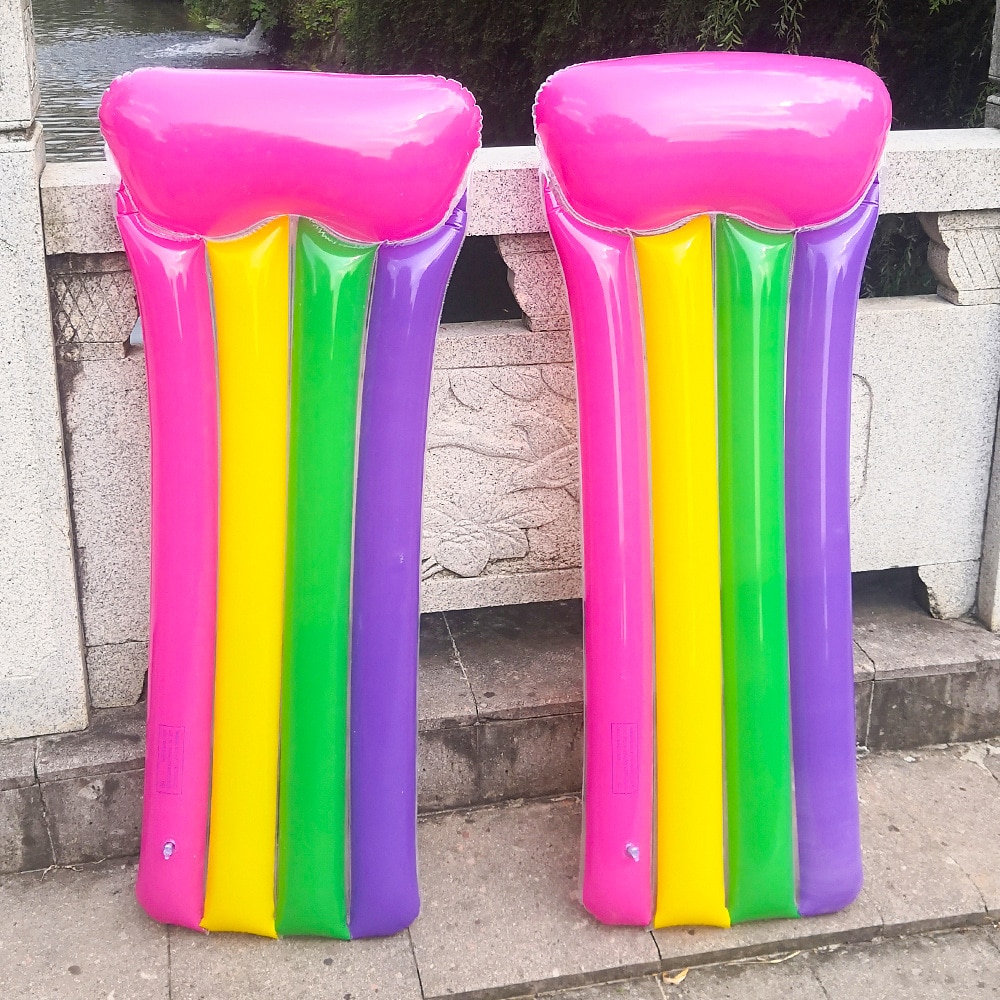 130CM Rainbow Pool Float Boat Kid swimming floating Women water inflatable bed for Swimming Pool Accessories