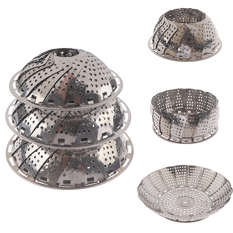 Cesta de vapor para comida al vapor, máquina para cocinar verduras, vaporera extensible, herramienta de cocina de acero inoxidable