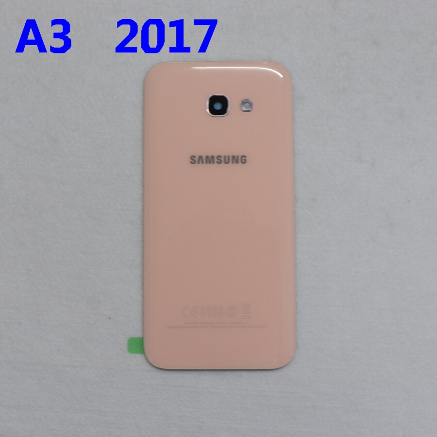 Back Glass For SAMSUNG Galaxy A3/A5/A7 A320 A520 A720 A320F A520F Back Battery Cover Rear Door Housing Case Replacement: A3 2017  pink