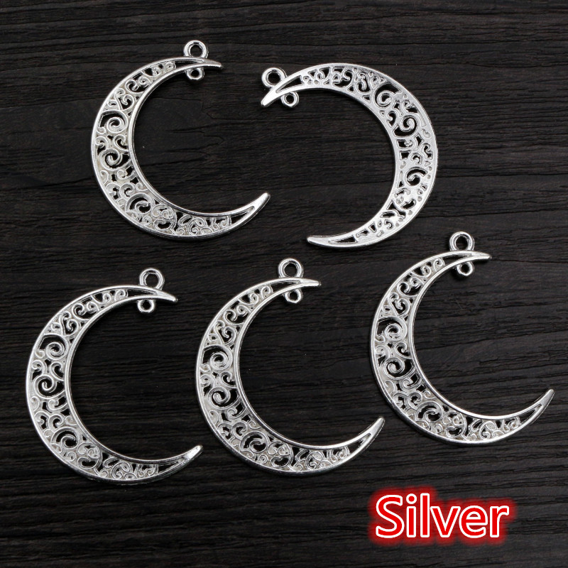 41x30mm 10 Uds 6 colores plateado estilo Luna dijes hechos a mano colgante: DIY para pulsera collar: PLATEADO
