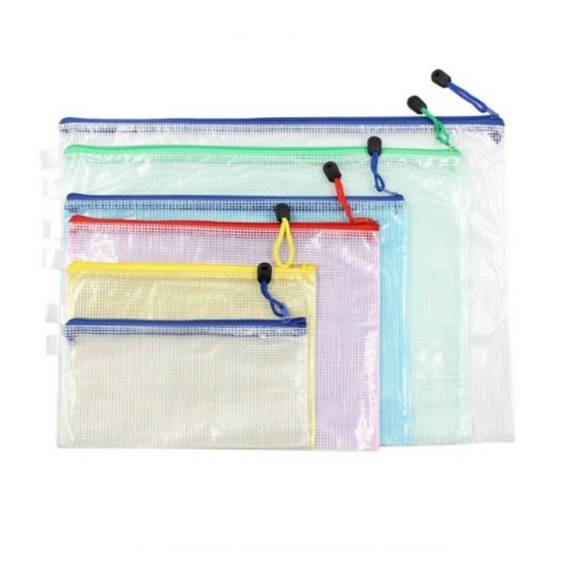 10 unids/lote A3/A4/A5/A6/B4/B5 bolsa transparente para guardar documentos bolsa para bolígrafos cremallera resistente al agua de PVC bolsas para archivos para oficina