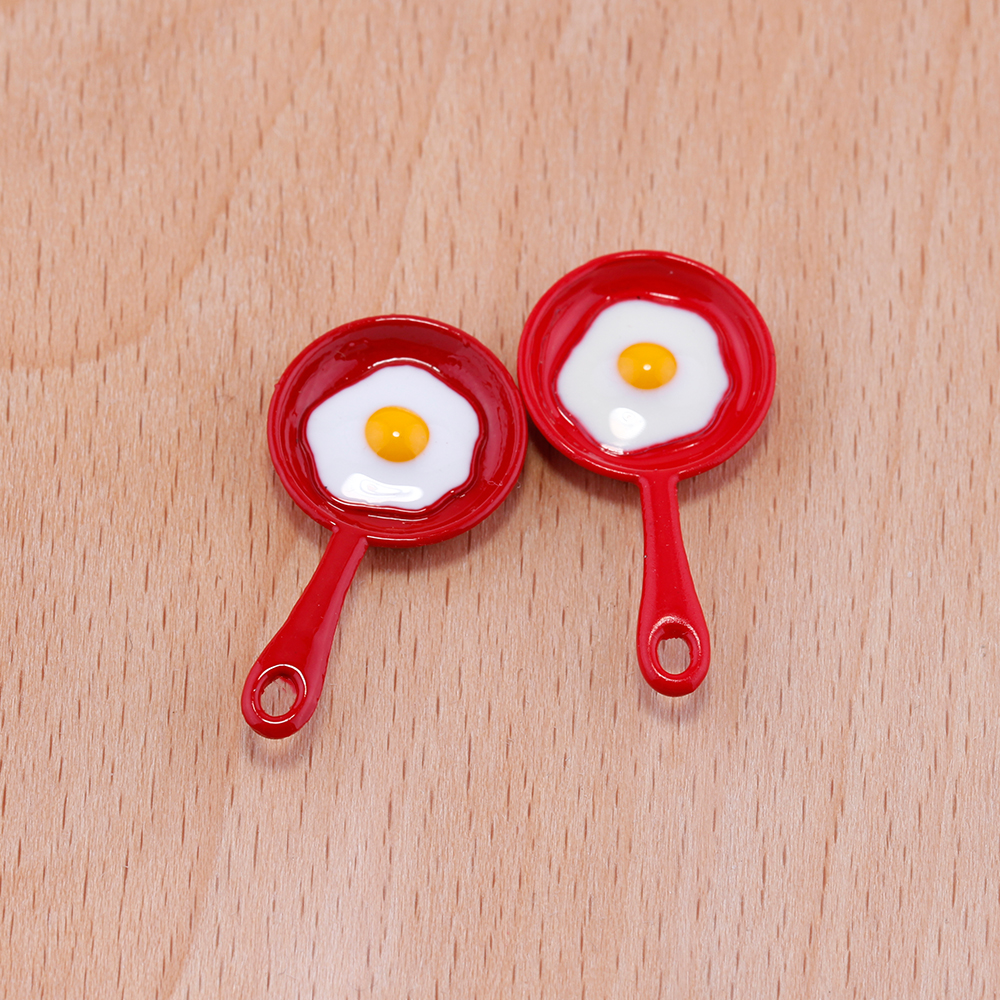 10PCS Fried Egg Omelette In Pan Saucepan Enamel Metal Alloy Pendants Charms for Bracelet Earring Diy Jewelry Making Supplies