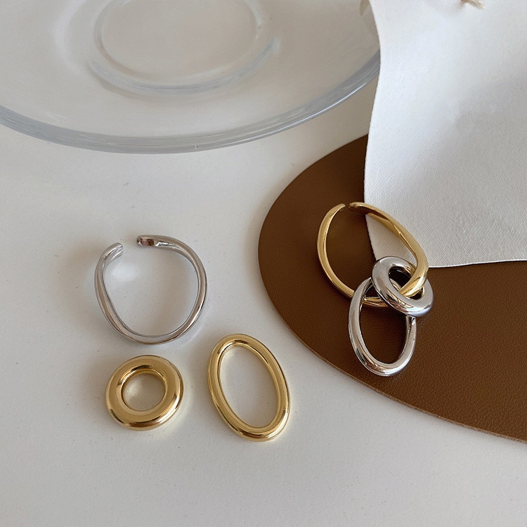 AOMU-pendientes de Metal con formas geométricas para mujer, aretes, Piercings, Color ovalados, redondos, Vintage,