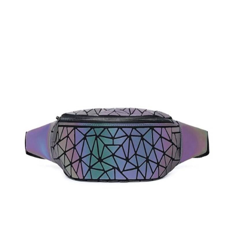 Holographic Waist Bag Geometric Pack for Women&Men Travelling Purse Wallet Luminous Belt Bum Iridescent Chest Bag